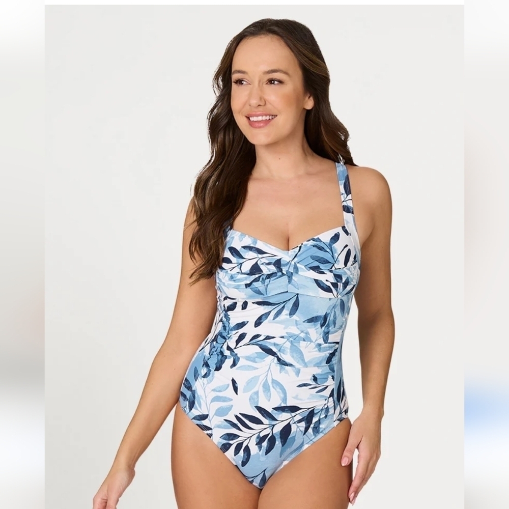 NipTuck Blue Oasis Joanne Floral One Piece Swimsuit Size 6